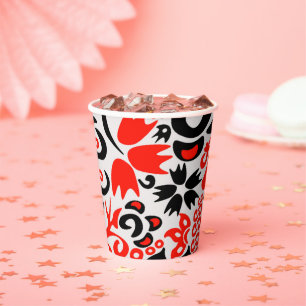 Ukrainian ethnic folk art floral pattern absrtact  paper cups