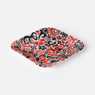 Ukrainian ethnic folk art floral pattern absrtact  paper plate