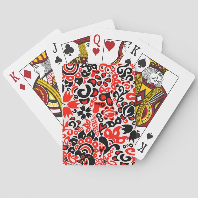 Ukrainian ethnic folk art floral pattern absrtact  playing cards (Back)