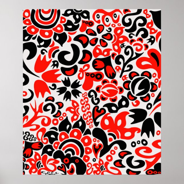 Ukrainian ethnic folk art floral pattern absrtact  poster (Front)