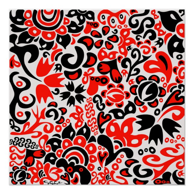 Ukrainian ethnic folk art floral pattern absrtact  poster (Front)