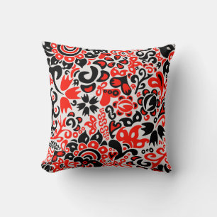 Ukrainian ethnic folk art floral pattern absrtact throw pillow