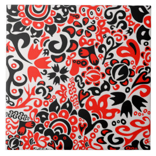 Ukrainian ethnic folk art floral pattern absrtact  tile