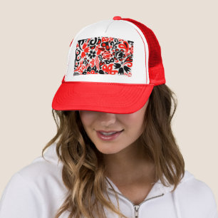 Ukrainian ethnic folk art floral pattern absrtact  trucker hat