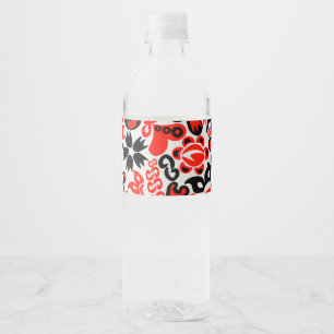 Ukrainian ethnic folk art floral pattern absrtact  water bottle label