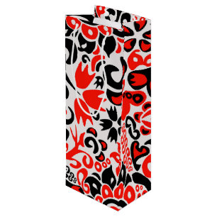 Ukrainian ethnic folk art floral pattern absrtact wine gift bag