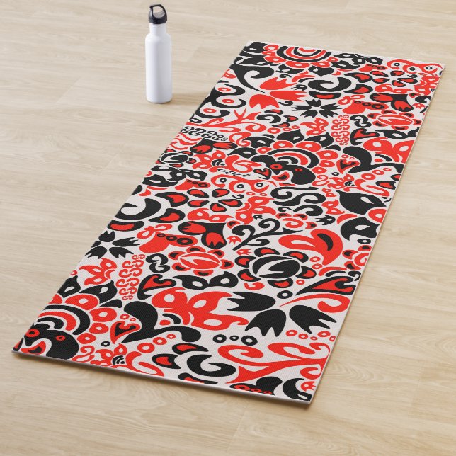 Ukrainian ethnic folk art floral pattern absrtact  yoga mat (In Situ)