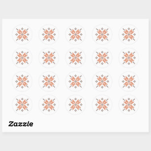 Ukrainian ethnic folk doodle ornament  classic round sticker
