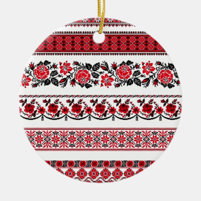 UKrainian ethnic pattern Ceramic Ornament (Front)