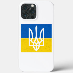 Ukrainian flag and coat of arms. Ukraine iPhone 13 Pro Max Case