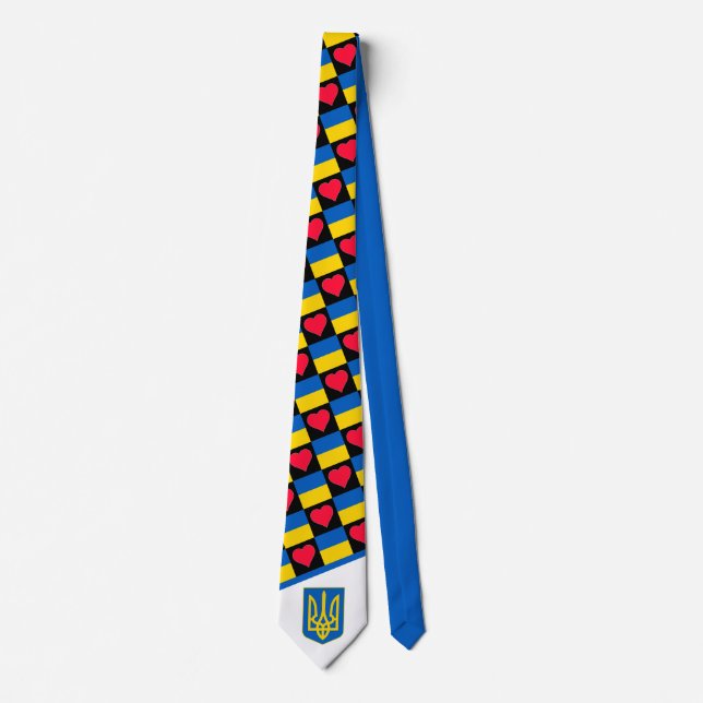 Ukrainian Flag and Coat of Arms Ukraine Pride Tie (Front)