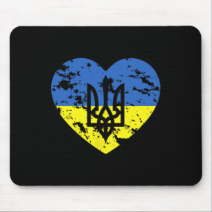 Ukrainian Flag And Tryzub Heart Shaped Support Ukr Mouse Pad
