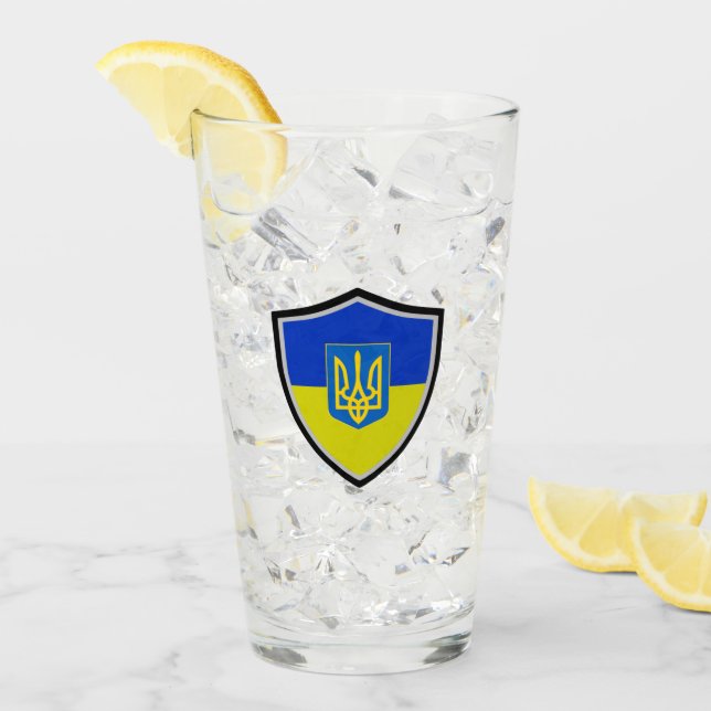 Ukrainian flag-coat arms glass (Front Ice)