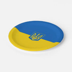 Ukrainian flag-Coat of arms Paper Plate