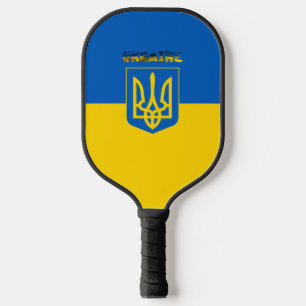 Ukrainian flag-coat of arms pickleball paddle