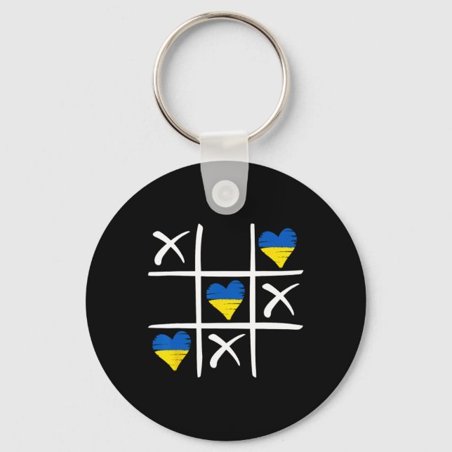 Ukrainian Flag Coloured Hearts  Keychain (Front)