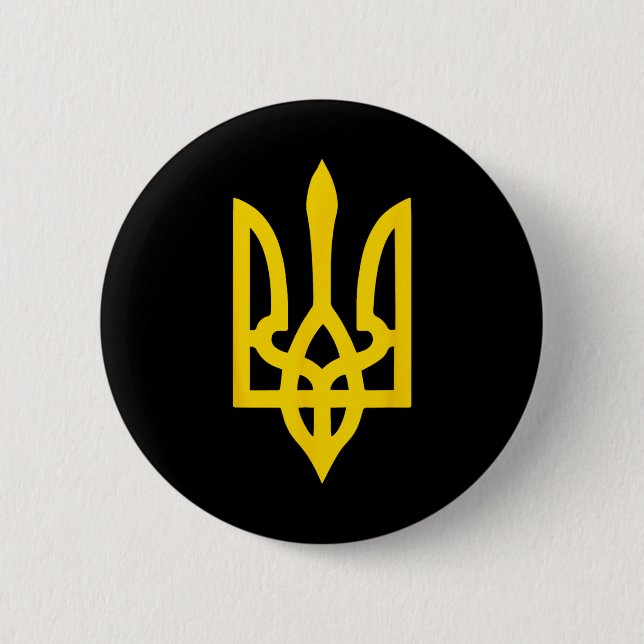 Ukrainian Flag Crest Symbol Logo Ukraine  2 Inch Round Button (Front)