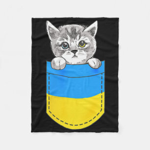 Ukrainian Flag Cute Cat In The Pocket Ukraine Gift Fleece Blanket