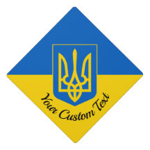 Ukrainian flag graduation cap with custom text