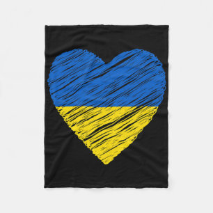 Ukrainian Flag Heart Support Ukraine  Fleece Blanket