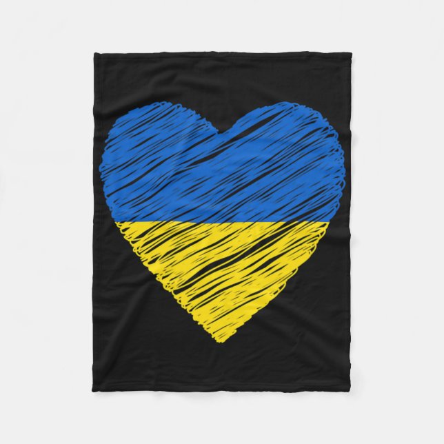 Ukrainian Flag Heart Support Ukraine  Fleece Blanket (Front)