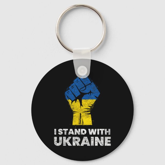 Ukrainian Flag - I Stand With Ukraine Flag 2  Keychain (Front)