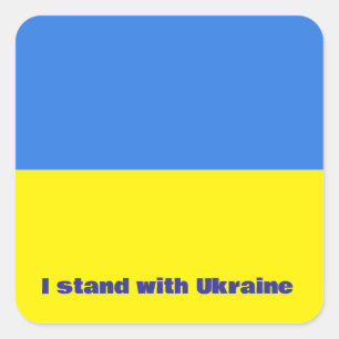 Ukrainian Flag, I Stand with Ukraine,  Square Sticker
