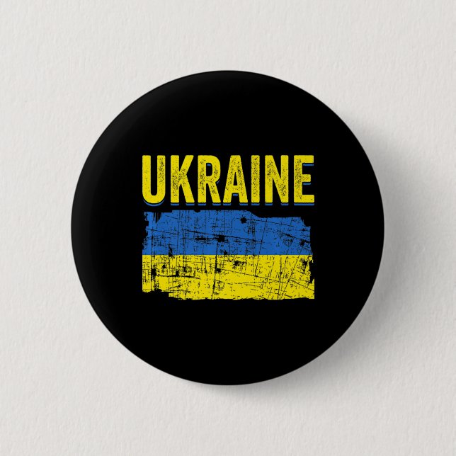 Ukrainian Flag Map Love Support Ukrainians Ukraine 2 Inch Round Button (Front)
