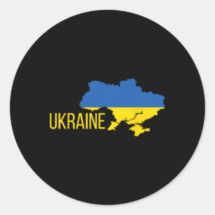 Ukrainian Flag Map Love Support Ukrainians Ukraine Classic Round Sticker