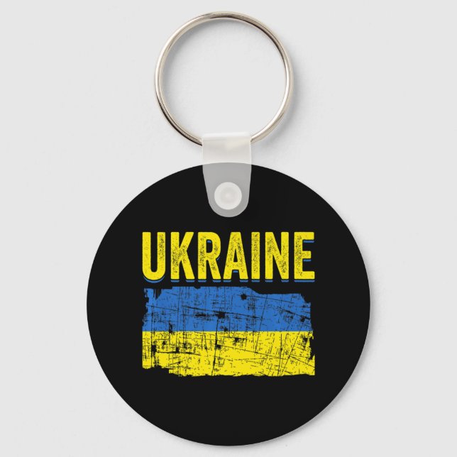 Ukrainian Flag Map Love Support Ukrainians Ukraine Keychain (Front)