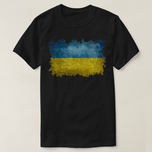 Ukrainian Flag of Ukraine Distressed Style Pullove T-Shirt (Design Front)
