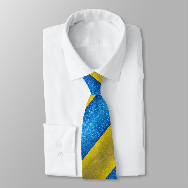 Ukrainian Flag of Ukraine Glitter Professional Tie (Tied)