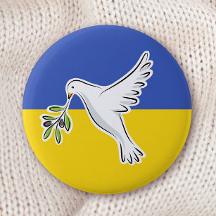 Ukrainian flag peace in Ukraine  dove anti war 2 Inch Round Button