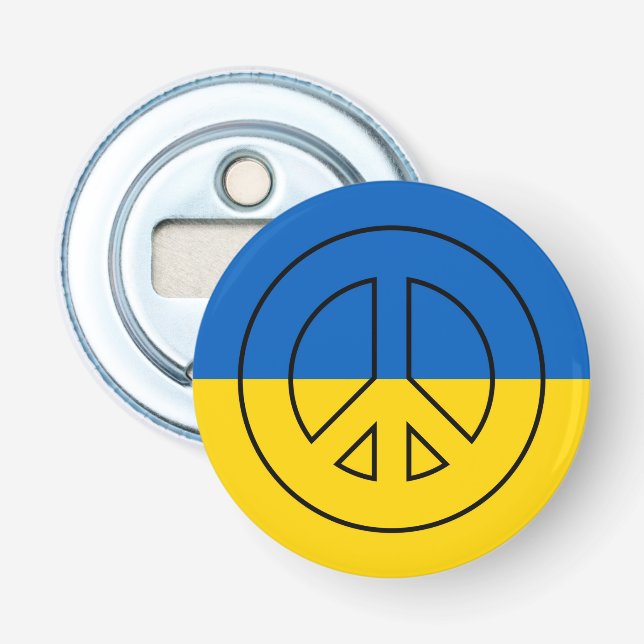 Ukrainian flag peace sign bottle opener (Front)