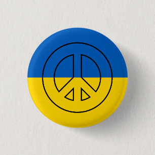 Ukrainian flag peace sign Button
