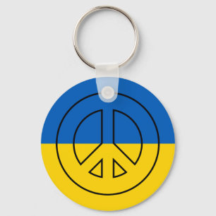 Ukrainian flag peace sign keychain