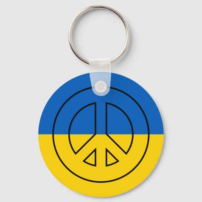 Ukrainian flag peace sign keychain (Front)