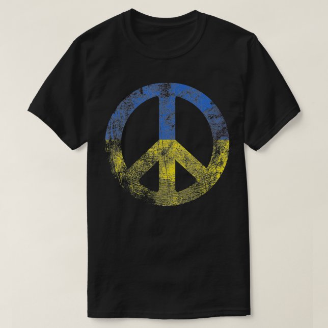 Ukrainian Flag Peace sign  T-Shirt (Design Front)