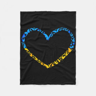 Ukrainian Flag Peace Ukraine Flag Butterfly Heart Fleece Blanket