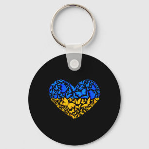 Ukrainian Flag Peace Ukraine Flag Butterfly Heart  Keychain