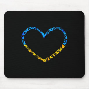 Ukrainian Flag Peace Ukraine Flag Butterfly Heart Mouse Pad