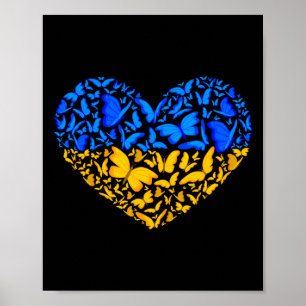 Ukrainian Flag Peace Ukraine Flag Butterfly Heart  Poster