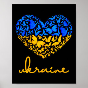 Ukrainian Flag Peace Ukraine Flag Butterfly Heart  Poster