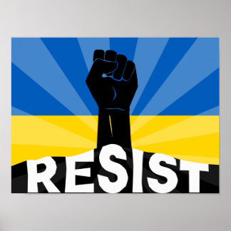 Ukrainian Flag Resist Fist Poster