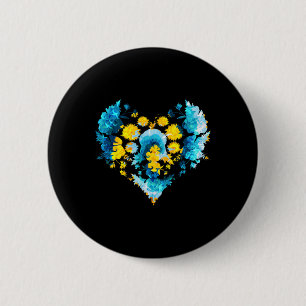 Ukrainian Flag Style Cute Floral Ukraine Heart Ret 2 Inch Round Button