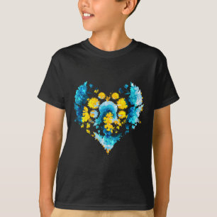 Ukrainian Flag Style Cute Floral Ukraine Heart Ret T-Shirt