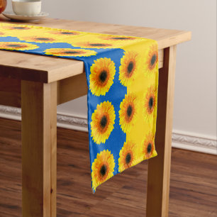 Ukrainian Flag & Sunflower Ukraine Home decor Short Table Runner