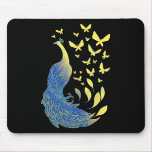 Ukrainian Flag Symbol Pea Bird Butterflies Mouse Pad