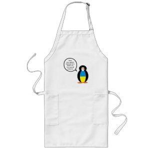 Ukrainian Flag Talking Ms. Penguin Long Apron