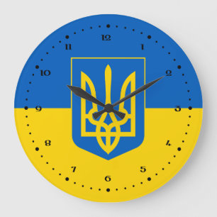 Ukrainian flag the with coat of arms large clock